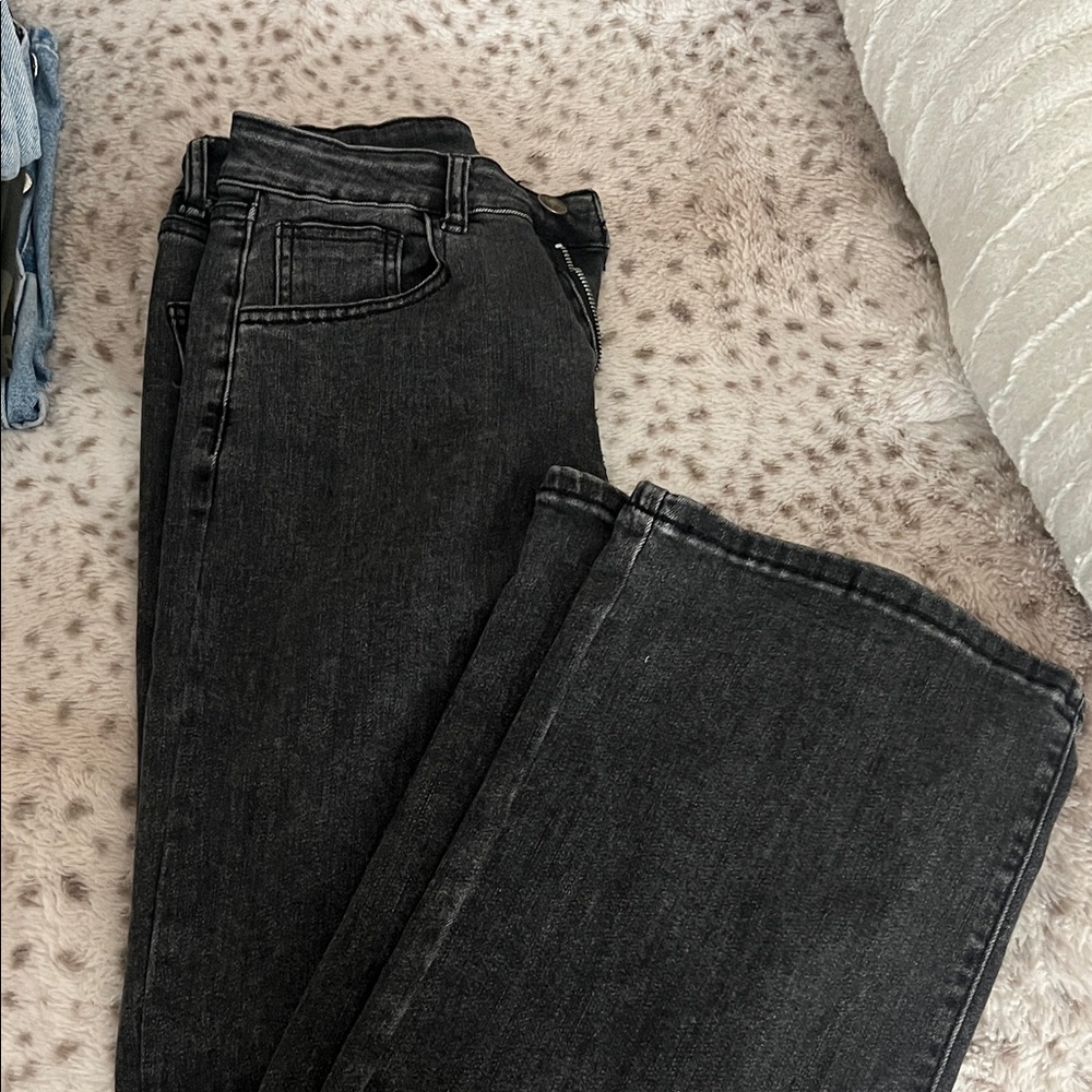 LA Girl Charcoal Straight Leg Jeans